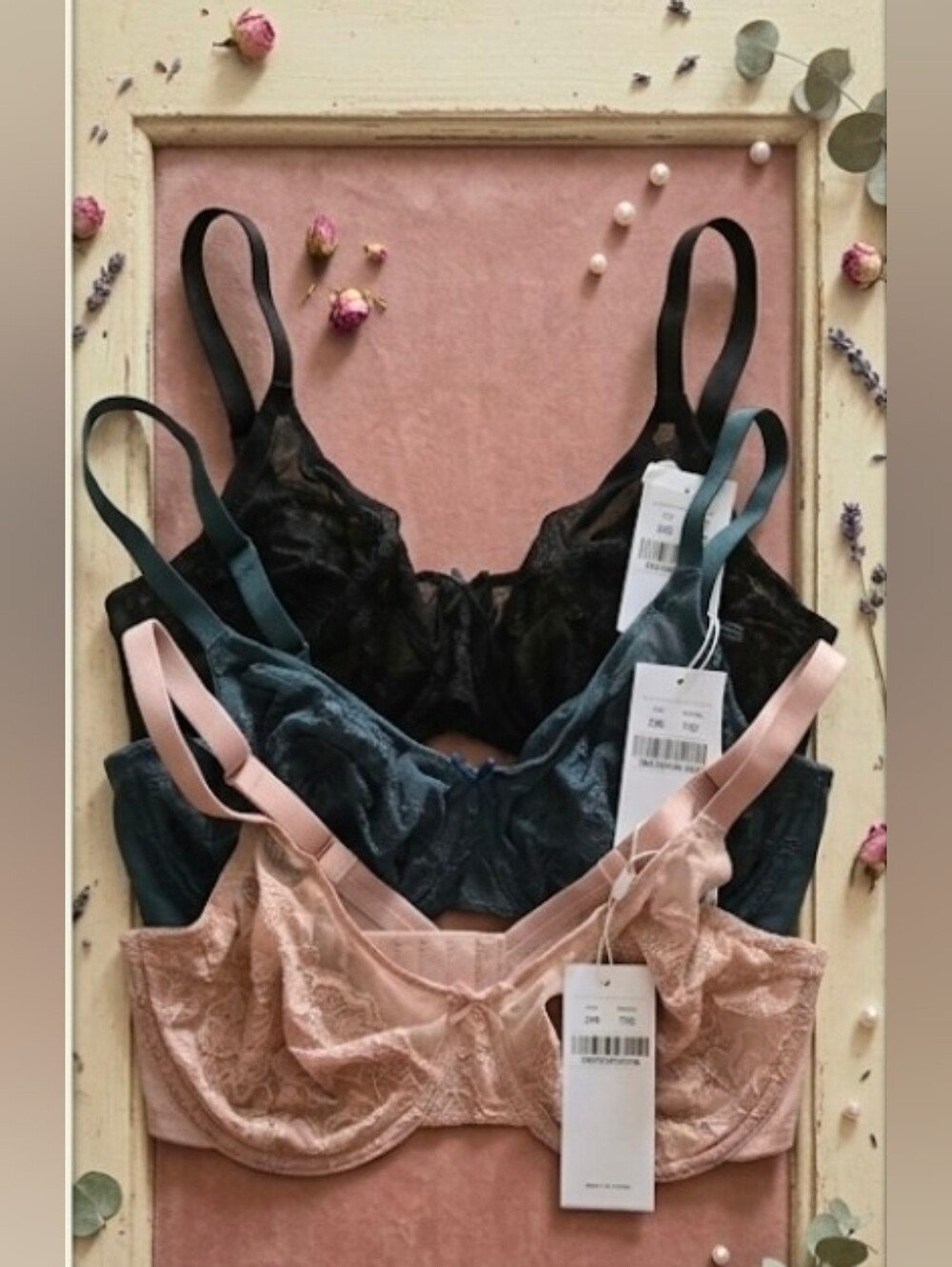 Nwt HSIA  Bundle Of 3 Lace Soft Mesh Underwire Minimizer Bras Size 34D